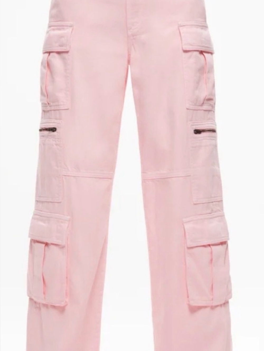 Alice + Olivia Cay Baggy Denim Cargo Pants Pink Waist 32